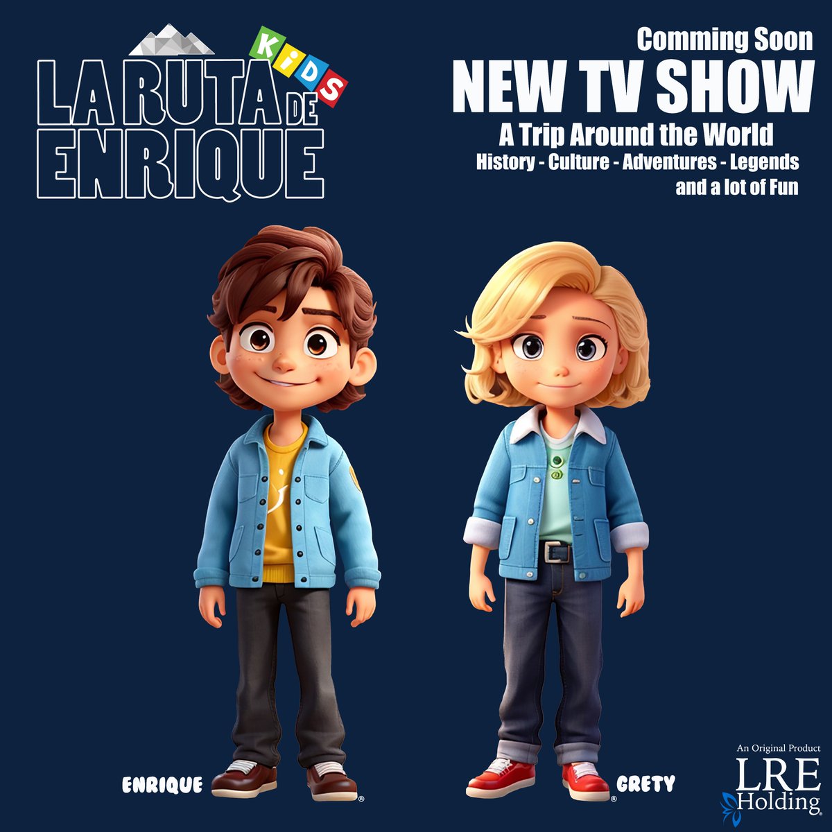 Happy to introduce you LA RUTA DE ENRIQUE KIDS
It's a new television show LRE HOLDING LLC, an animated television program parallel to LA RUTA DE ENRIQUE, where we will take you on a trip around the world full of history, culture, adventures, 
legends and a lot of fun COMMING SOON