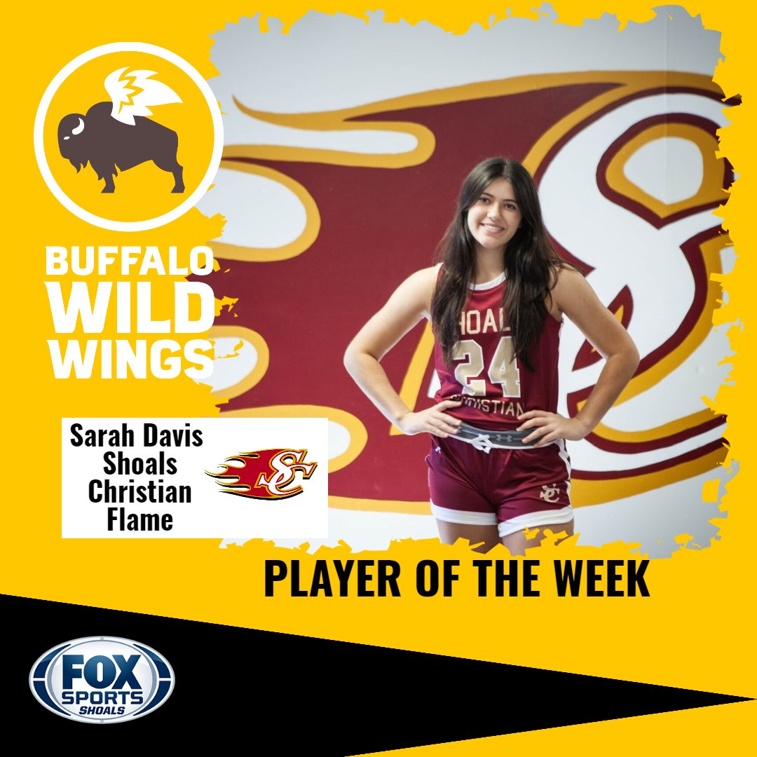 FoxSportsShoals's tweet image. Congrats to Sarah Davis (Shoals Christian) who has been voted the Buffalo Wild Wings Fox Sports Shoals Player of the Week. Sarah is now in the running for the Player of the Year.