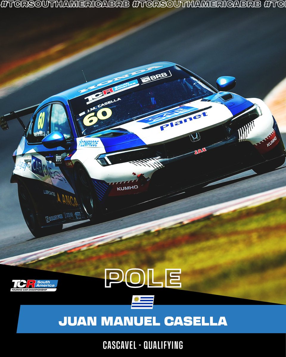 Juan Manuel Casella claims pole position for the final round of the TCR South America series at Cascavel in his Squadra Martino Honda Civic Type R #TCRSeries #TCRSouthAmerica 🇺🇾 🇧🇷🇦🇷