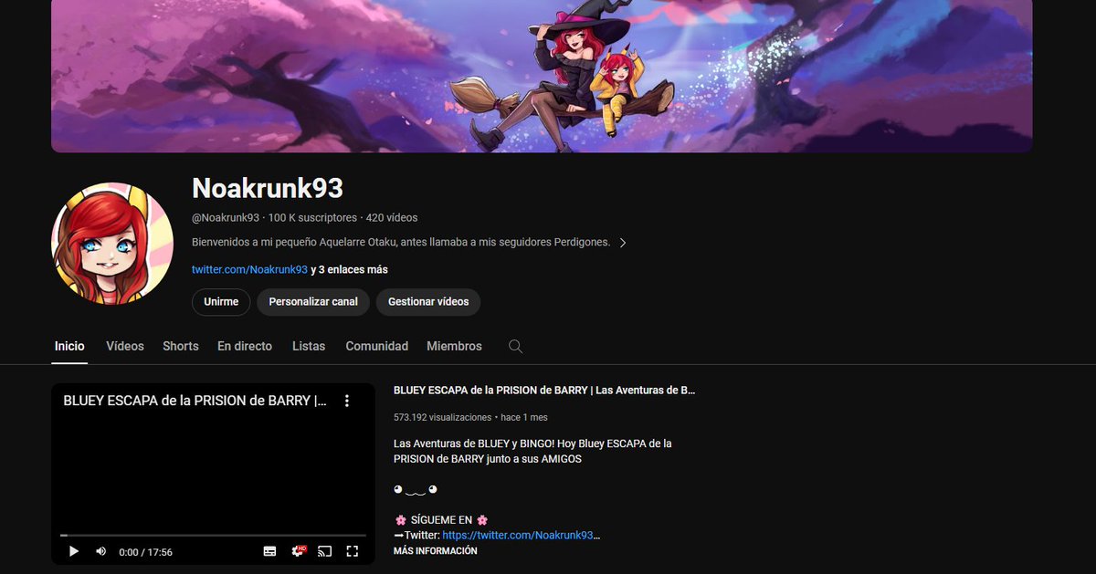 15 años subiendo contenido intermitentemente en Youtube.
11 años con el canal de Noakrunk93.
5 meses subiendo contenido DIARIO.
Y por fin.. 
100k de suscriptores 🥹
Muchisimas gracias a TODOS, los que pasaron, los que siguen y los que vendran. ❤️❤️