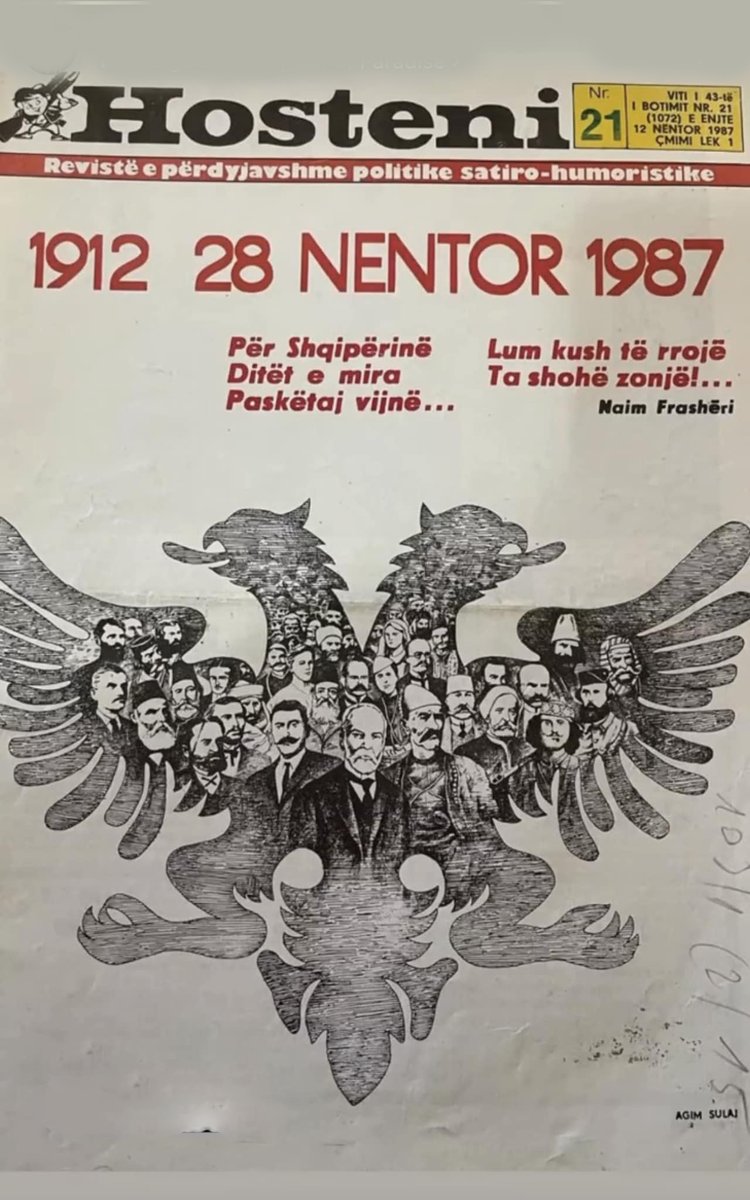 SocietyAlbanian's tweet image. Një punim mbresëlënës nga virtuozi Agim Sulaj, botuar në revistën satirike Hosteni më 1987.

#usalbanianmediagroup #duameshumeshqiperine #albania #kosova #çamëri #jamshqiptar #shqiptar #shqiptarët