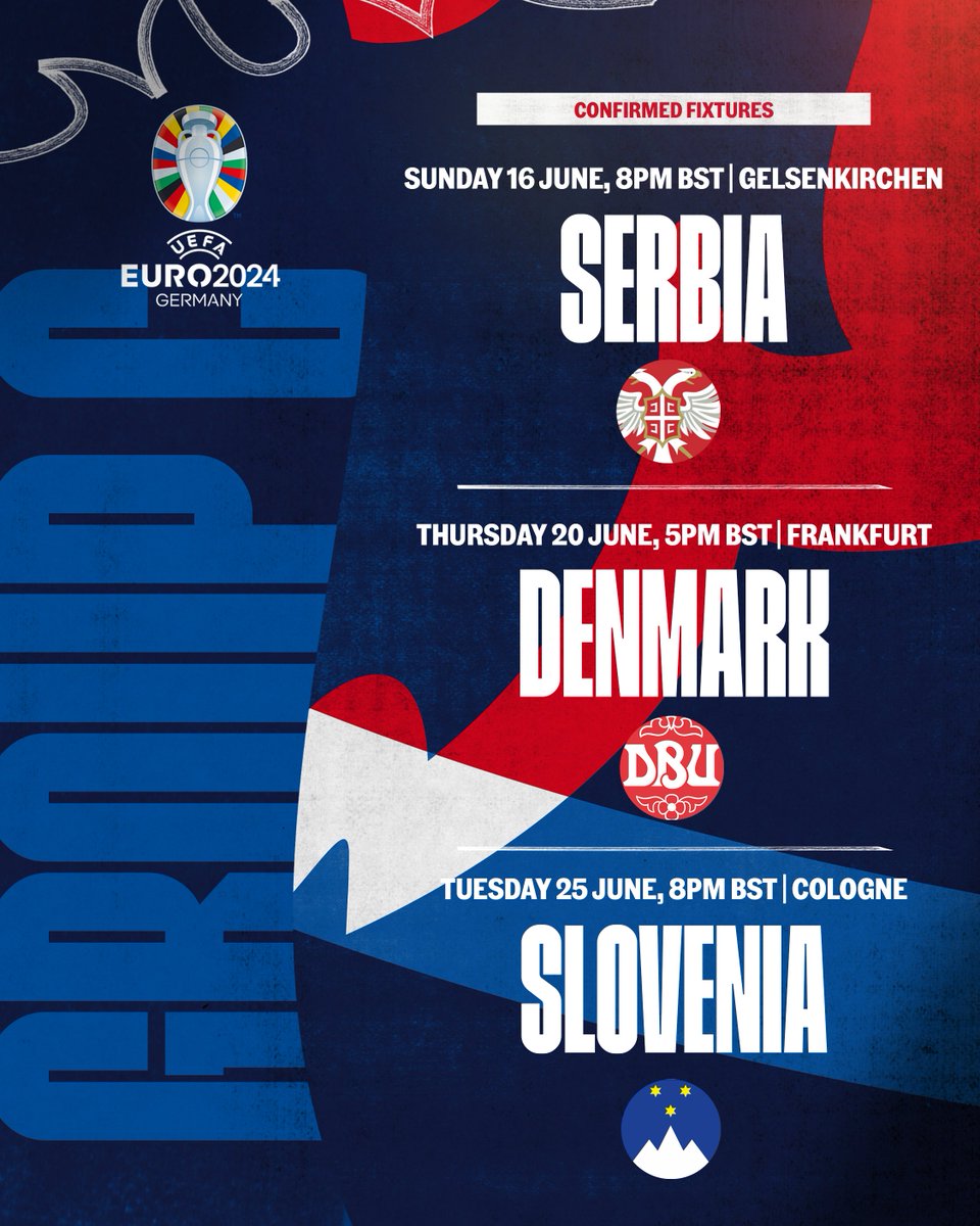 Kick-off times have been confirmed for the #ThreeLions' three #EURO2024 Group C fixtures ⏰

More 👉 eng.football/wDjNE1