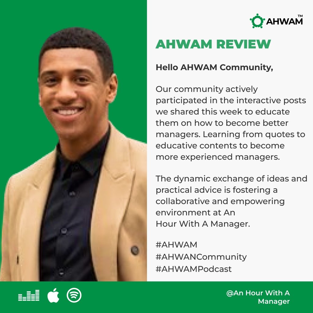 ahwam_'s tweet photo. #AHWAMReview 

Great week at An Hour With A Manager.

#AHWAM 
#AHWAMPodcast 
#AHWAMCommunity https://t.co/UKE3rqan35