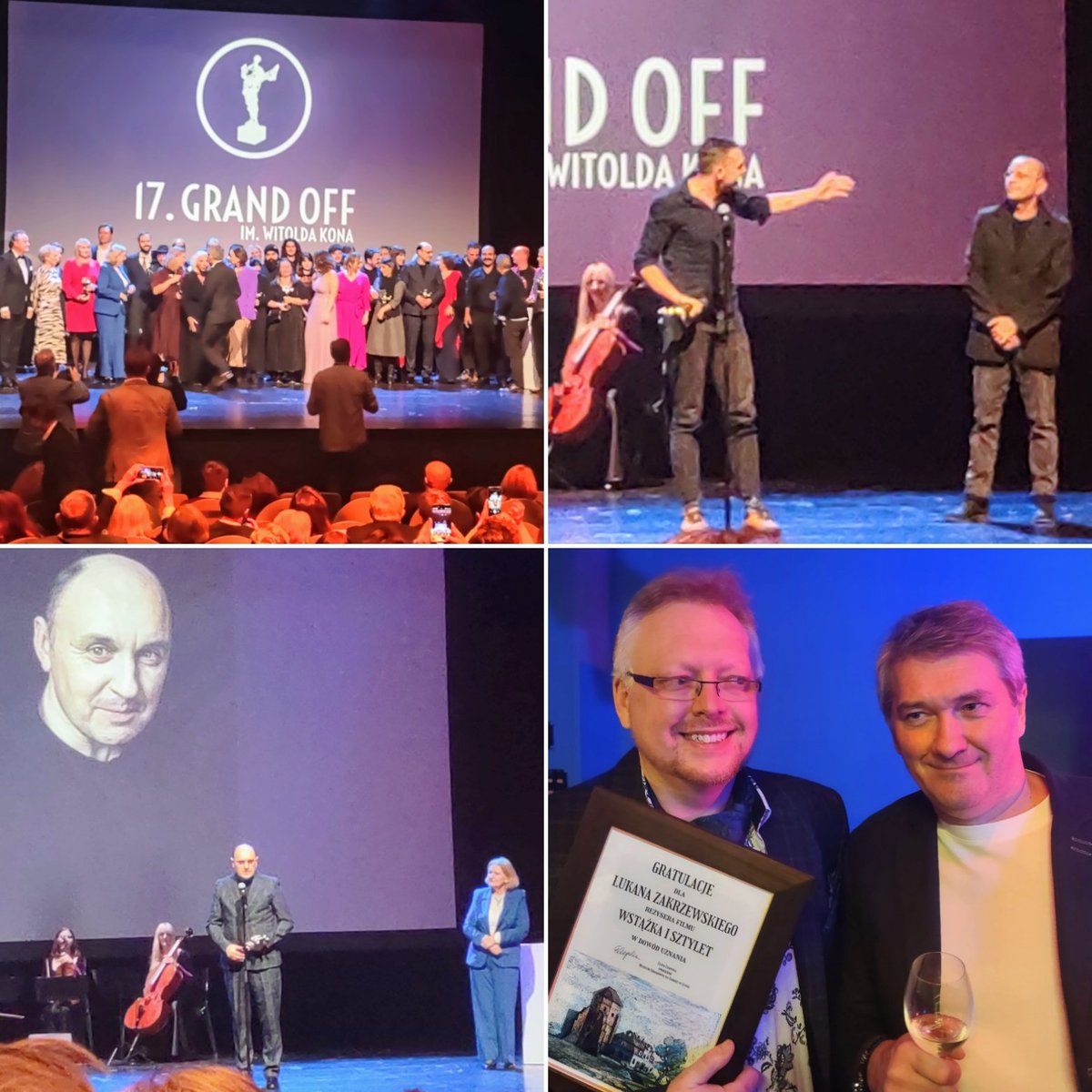 marcinfalinski's tweet photo. Zakończył się 17. #GrandOFF festiwal. Najlepszy film #Easy, najlepszy polski #Ballerina, którą uratował #Arkadiusz, a nagrodę za cał. twórczości otrzymał #AdamWoronowicz i wiele innych nagród. Wyróżnienie za scenę walki #SztyletiWstążka w reż. @LukanZakpherson i #ArekDetmer. https://t.co/CwZt3abkr3