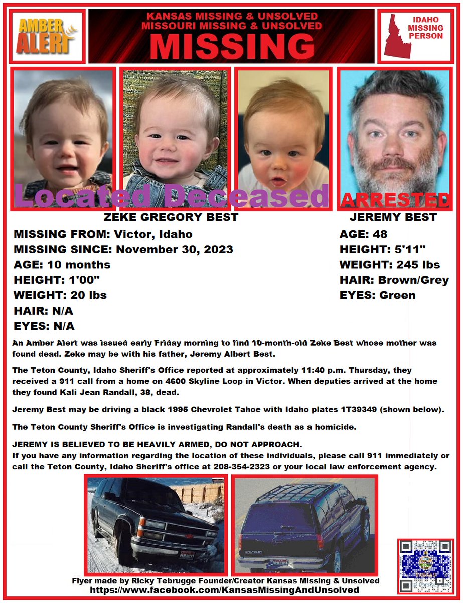 We are saddened to report that Zeke has been #located deceased. May Zeke & his mother Rest In Peace In God's Heavenly Kingdom. Our prayers are with all involved in this tragic situation. Thank you to all who shared his flyer. #missingperson #missing @AnnetteLawless #KansasMissing