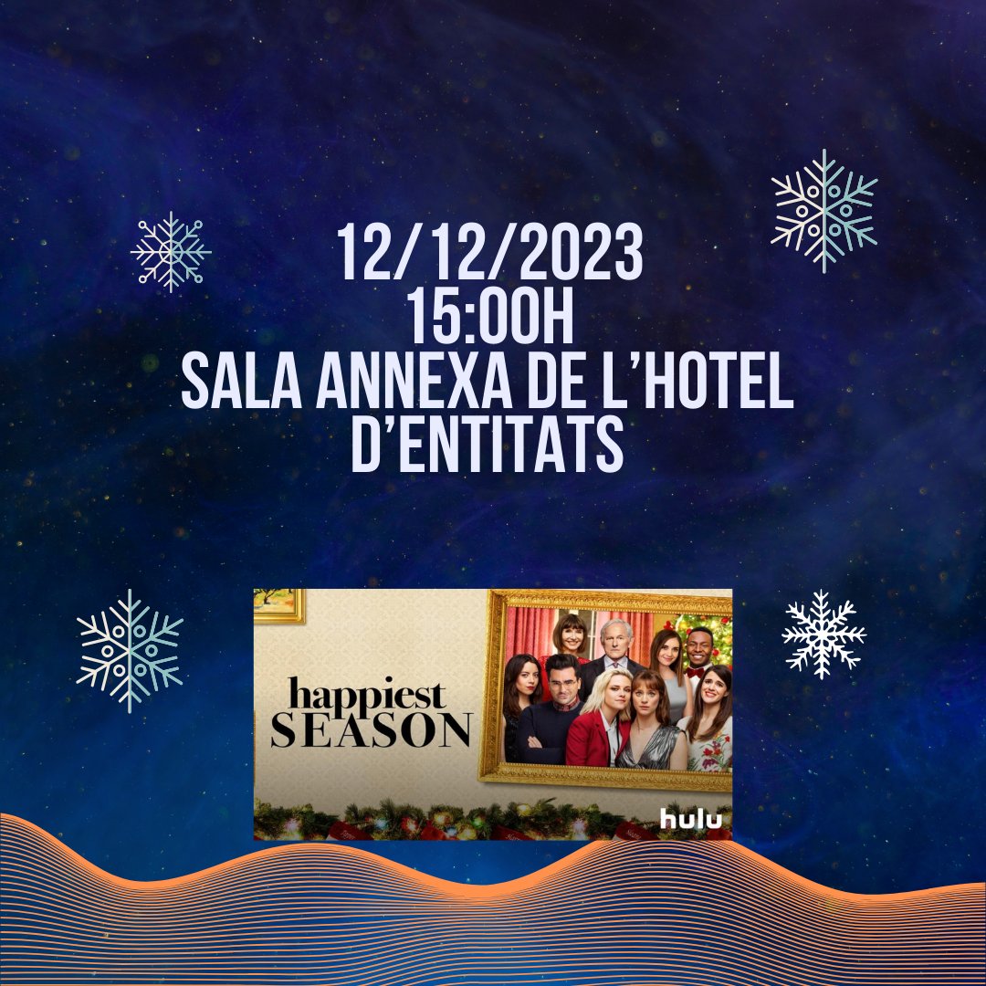 Torna el CineClub d'IRIS! 🎬✨️ En aquesta tercera sessió molt nadalenca 🎄🎁 comentarem la pel·lícula 'Happiest Season', protagonitzada per Kristen Stewart i Mackenzie Davis.

Ens veiem el dimarts 12 de desembre a les 15:00h de la tarda a la Sala Annexa de l'Hotel d'Entitats.