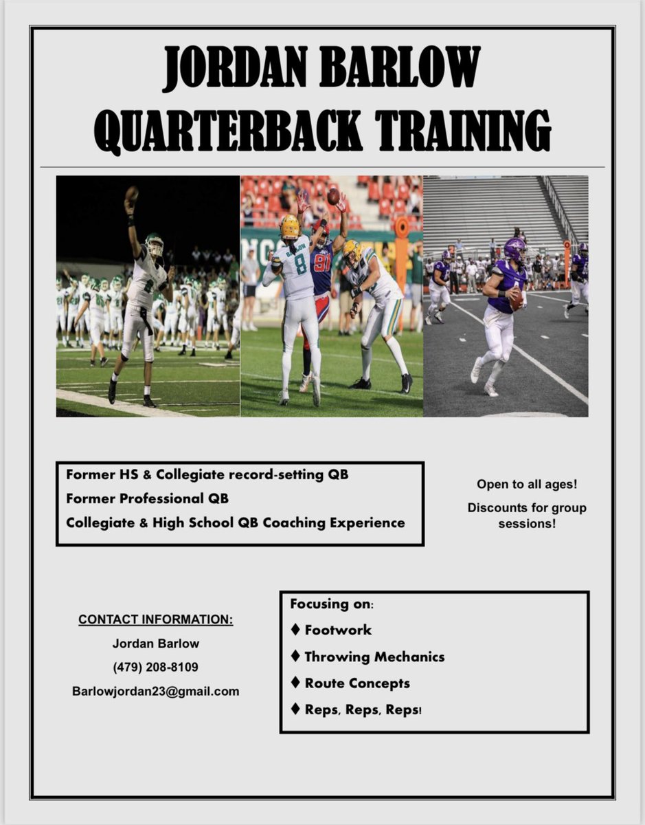 🚨 It’s time to work on perfecting your craft. Focused on biomechanics &amp; the kinematic sequence of throwing along with locking in footwork &amp; getting REPS!! 

Focused in Tulsa, NWA &amp; the River Valley but will make it work wherever you are. Reach out if you want to get to work!