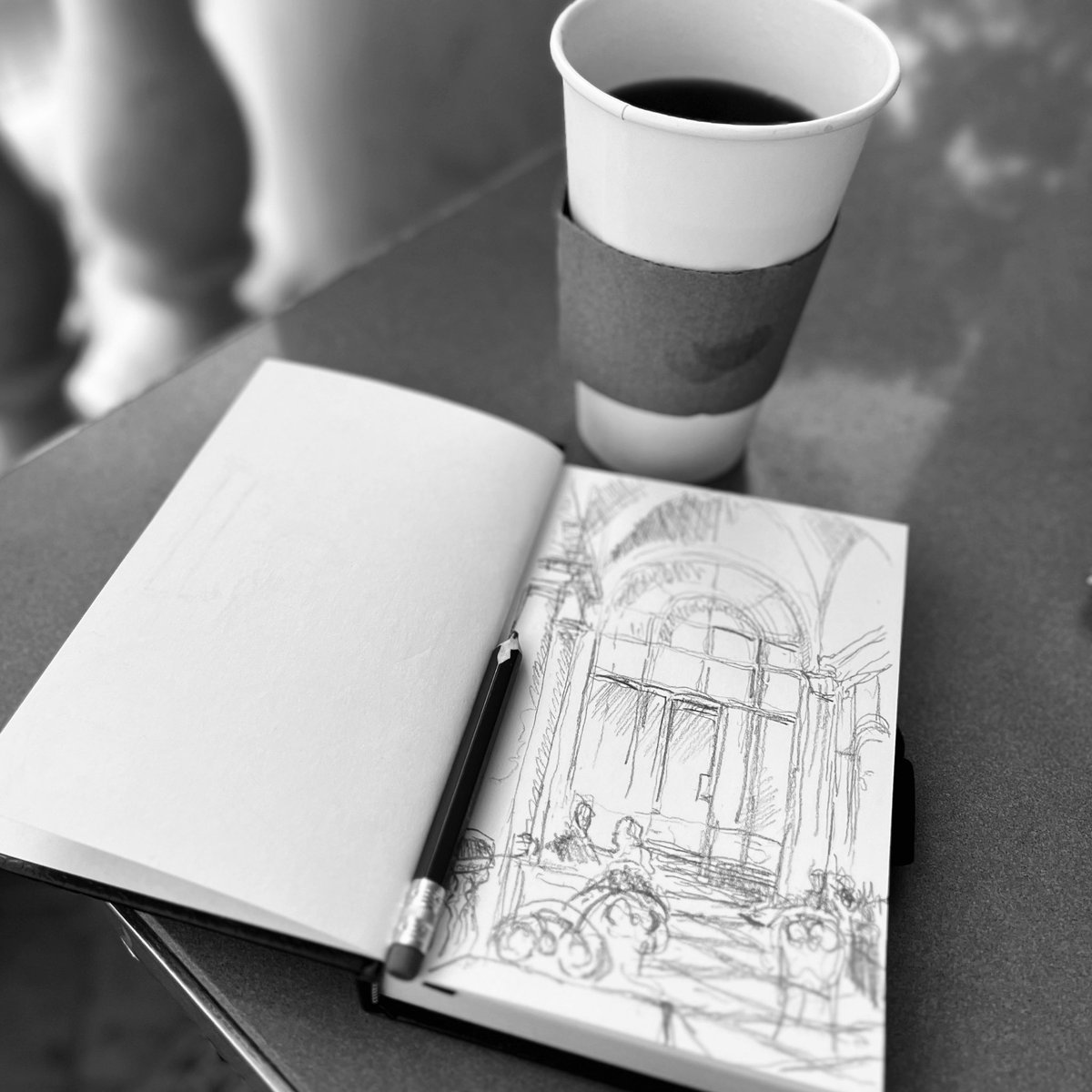 12.2.23 | #coffeesketch 
.
#art #architecture #sketching #pencilsketch #quicksketch #ilookup #learningfromlasvegas