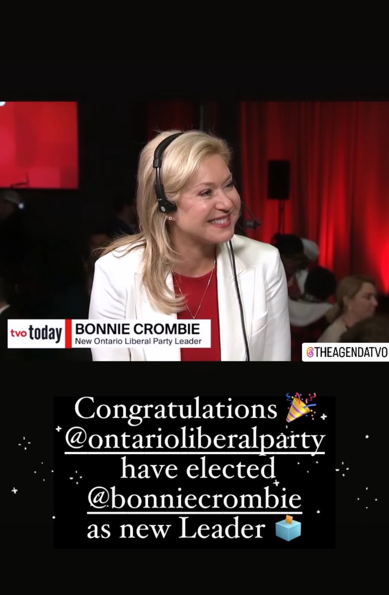 _ashley_waters's tweet photo. Congratulations 🎉 @OntLiberal have elected @BonnieCrombie as their new Leader 🗳️ @TheAgenda #onpoli #Liberals #leadershipelection #onliberal https://t.co/70RCxUykFe