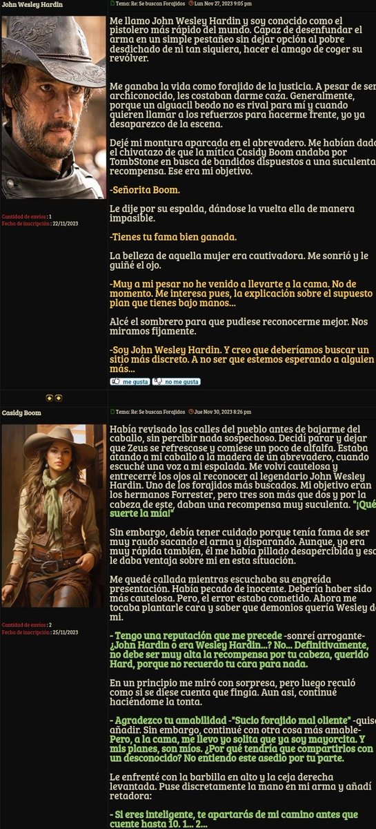 ErasForo's tweet image. El famoso John Wesley Hardin, el pistolero más rápido del Oeste y la fatal casarecompensas Casidy Boom juntos, en el "Old West". ¿Qué se traen estos dos entre manos?

#rol #forosderol #roleplay #rolsalvajeoeste #erasdelmundoforo

erasdelmundo.foroactivo.com/t4608-se-busca…