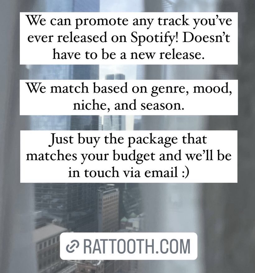 Jamie (@_jamle_) on Twitter photo Former <a href="/KrueTV/">Krue</a> “social media God, David” <a href="/igobydave/">“Dave” Polanco</a> started a new venture <a href="/RatToothRecords/">Rat Tooth Records</a>
He’ll promote your music with
“Pay as you go promo”
Until Sunday use code CYBER for a 50% discount
His first album got 1.3 million streams and 120k+ listeners on Spotify! Former <a href="/KrueTV/">Krue</a> “social media God, David” <a href="/igobydave/">“Dave” Polanco</a> started a new venture <a href="/RatToothRecords/">Rat Tooth Records</a>
He’ll promote your music with
“Pay as you go promo”
Until Sunday use code CYBER for a 50% discount
His first album got 1.3 million streams and 120k+ listeners on Spotify!