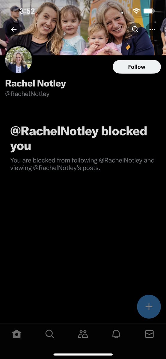 I’ve been blocked by the @wef nut job @RachelNotley. What a blessed day! #NeverNotley