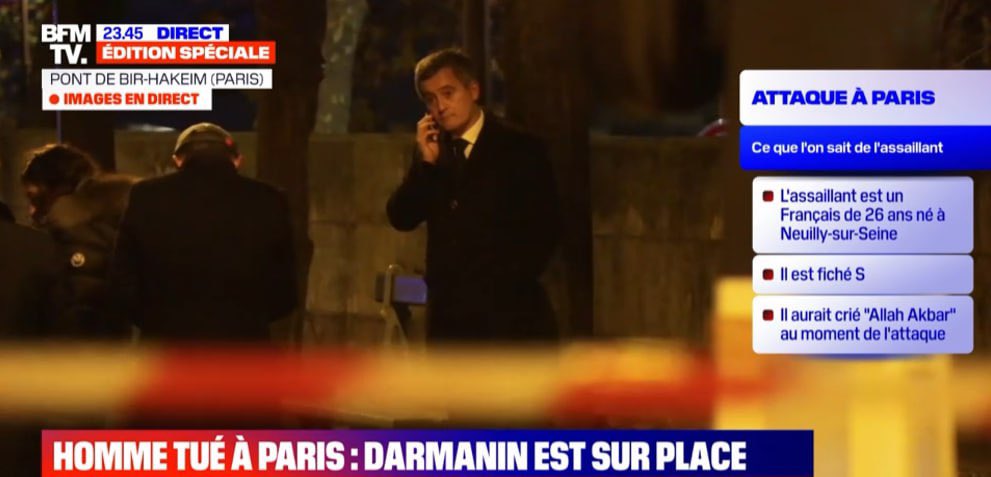 DamienRieu's tweet photo. “Allô @BFMTV? 
Dites bien qu’il est Français pour cacher son origine iranienne et faites 15 reportages sur la giga-droite demain, j’ai besoin d’une grosse diversion là”. 
#Paris https://t.co/doofij5iMZ