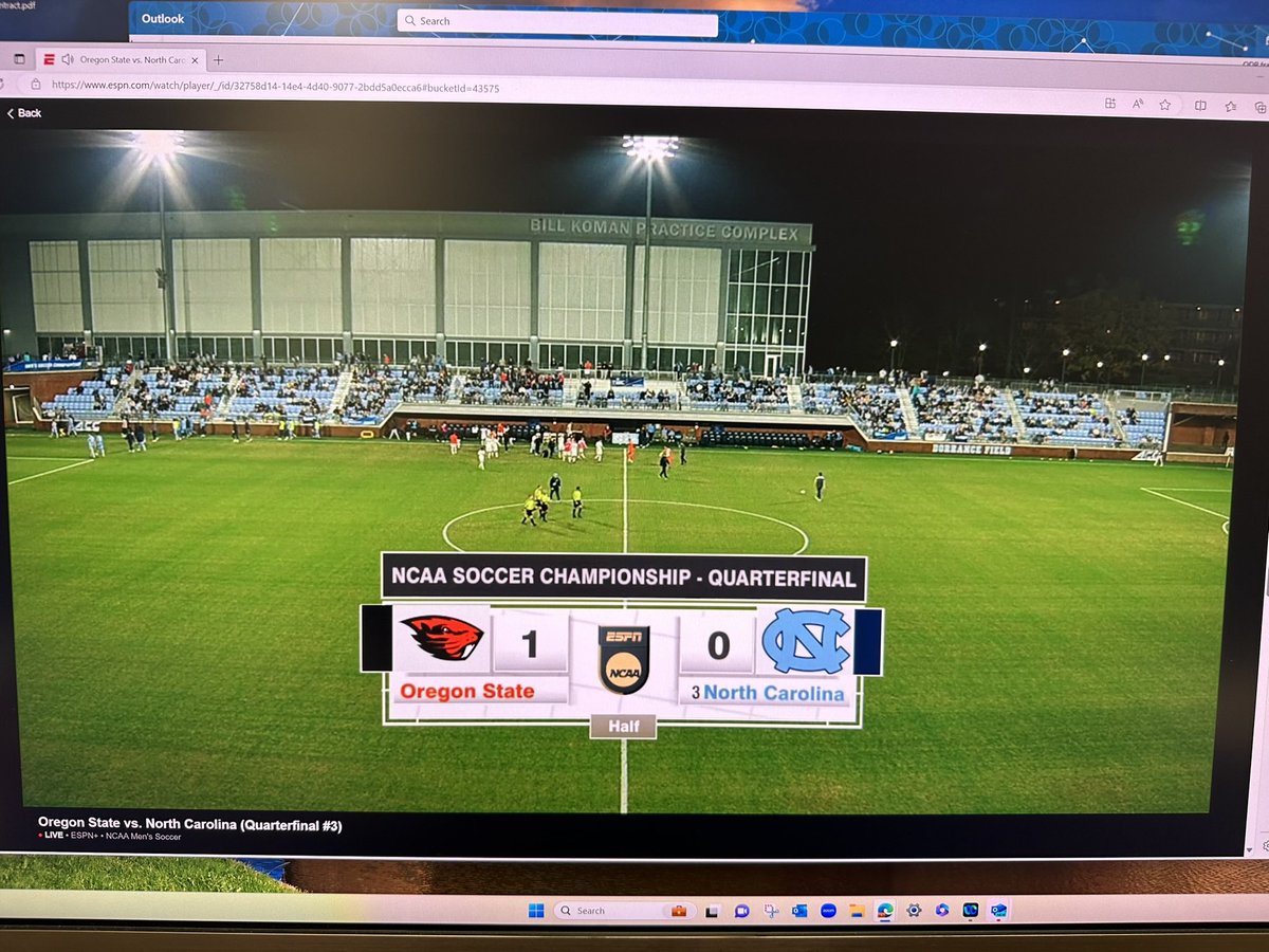 Halftime. 
1-0 <a href="/BeaverMSoccer/">Oregon State Men's Soccer</a> 

They are good for the lead, as well!!