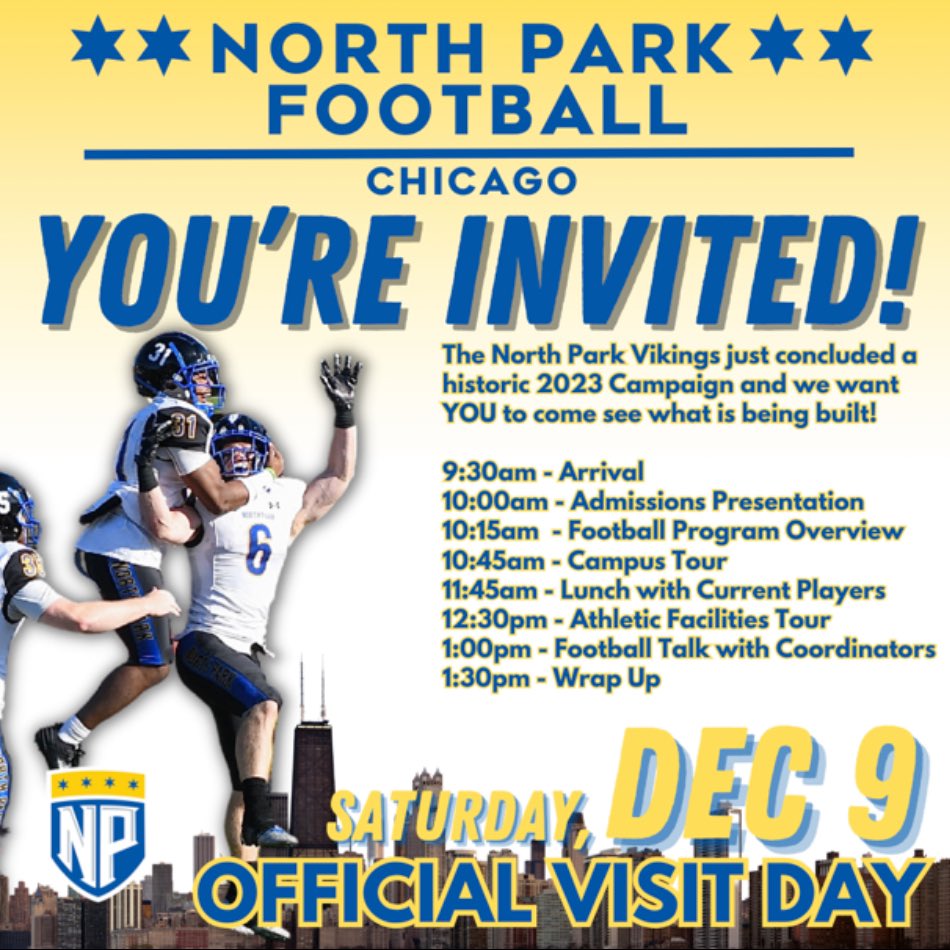 Thanks <a href="/NPUFootball/">North Park Football</a> for the official visit invite cant wait to be there !!