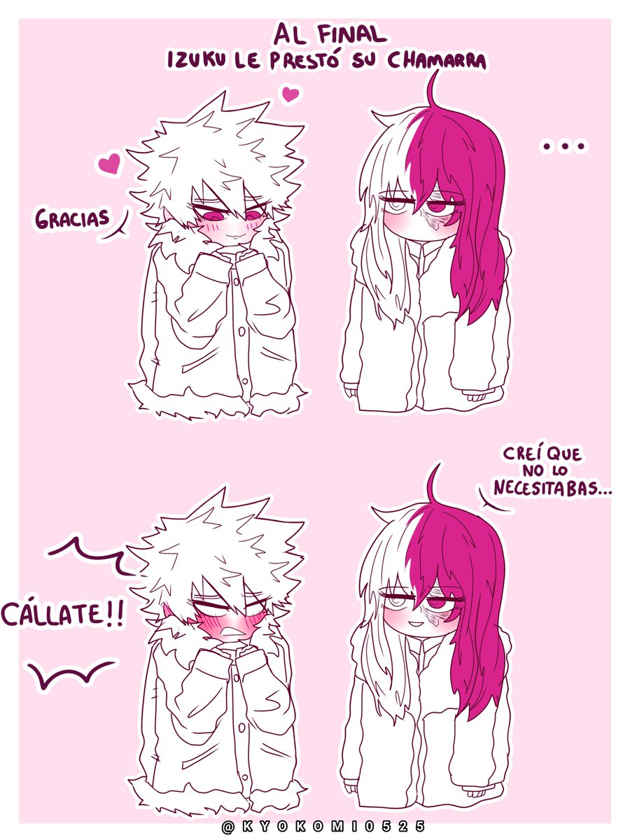 💚🧡 A Kacchan le gusta Izuku desde que tiene memoria, así que aprovecha cualquier oportunidad para lucir lo más bonita que puede con tal de llamar la atención de su amigo de la infancia 🤭

Con la chamarra de Izuku puesta, Katsuki es la más feliz ✨

#dekubaku #dkbk #出勝