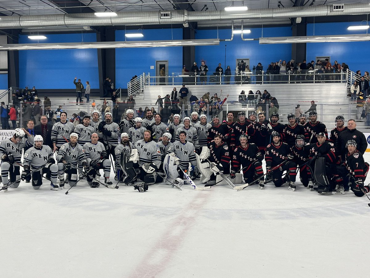 RenoFirefighter's tweet photo. Reno Firefighters representing local 731 were honored to present the colors at the Reno Ice Raiders versus FDNY hockey game. #pffn #fdny https://t.co/FezmBc4WpF
