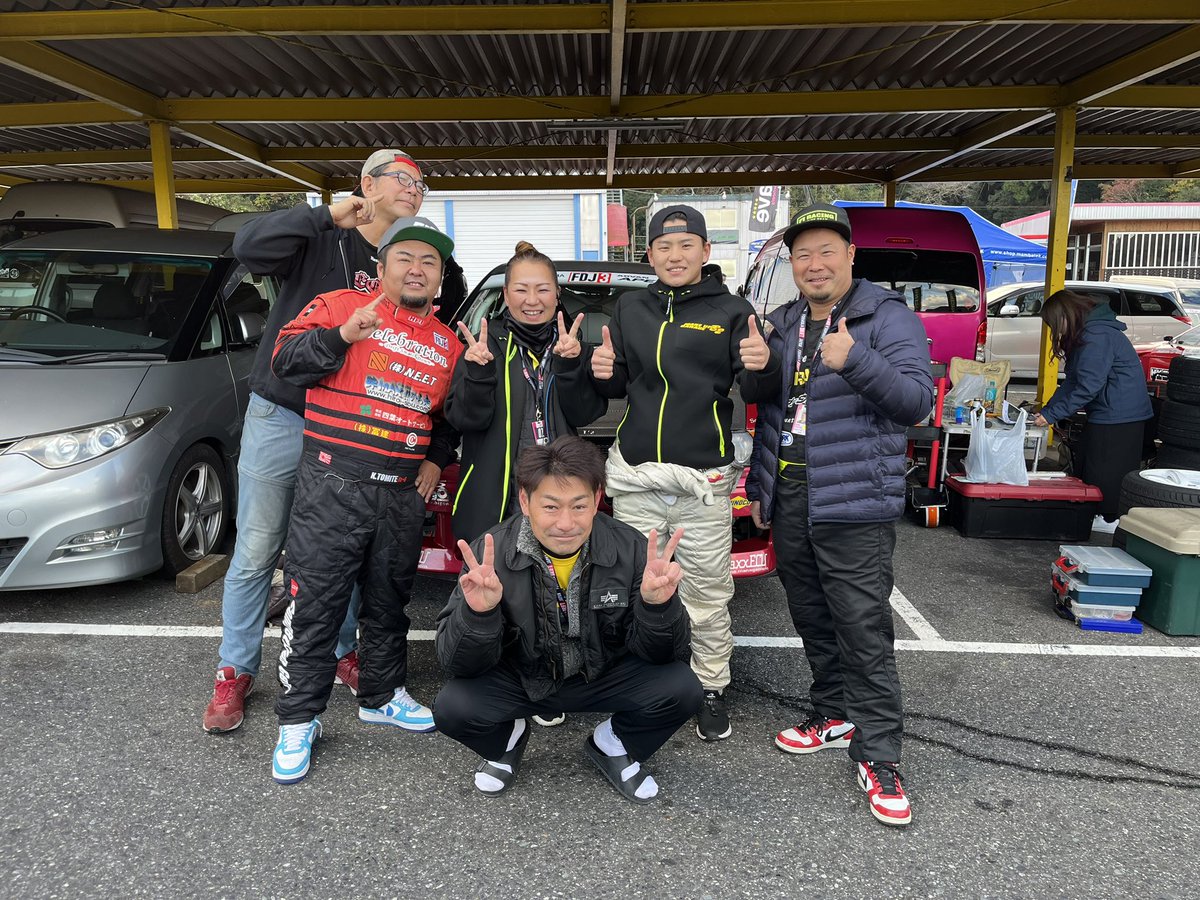 Tomite_FDJ3's tweet photo. FORMURA DRIFT JAPAN fdj3
 Round.6 【  茂原⠀】
いよいよ本日最終戦です！！

シリーズTOPをかけて頑張ります🔥🔥
応援よろしくお願い致します🙇‍♀️

#fdj2
#fdj3
#drift
#formuradriftjapan
#celebration
#210
#トミテ
#tomite
#冨手和行
#N.E.E.T
#グリーンヘッド https://t.co/YPwOuYjHHz