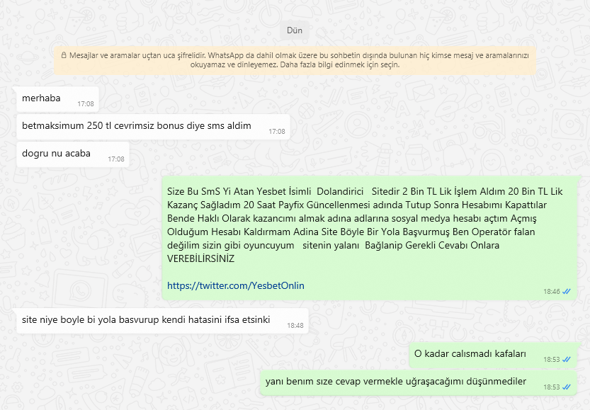 Yesbetbahis's tweet photo. Üye 2 Bin TL Lik İşlem Alır 20 Bin TL Lik Kazanç Sağlar #Yesbet İse 24 Saat Hesap Güncellenmesi Adinda Tutup Üyenin Hesabını Kapatir Üyede Haklı Olarak Site Adına Konular Acar Site  Üyeden Açmış Olduğu Hesaplarını Silmesini İster Silmeyince Numarasını Bahis Tatalarında Kullanır. https://t.co/5knyMU231v