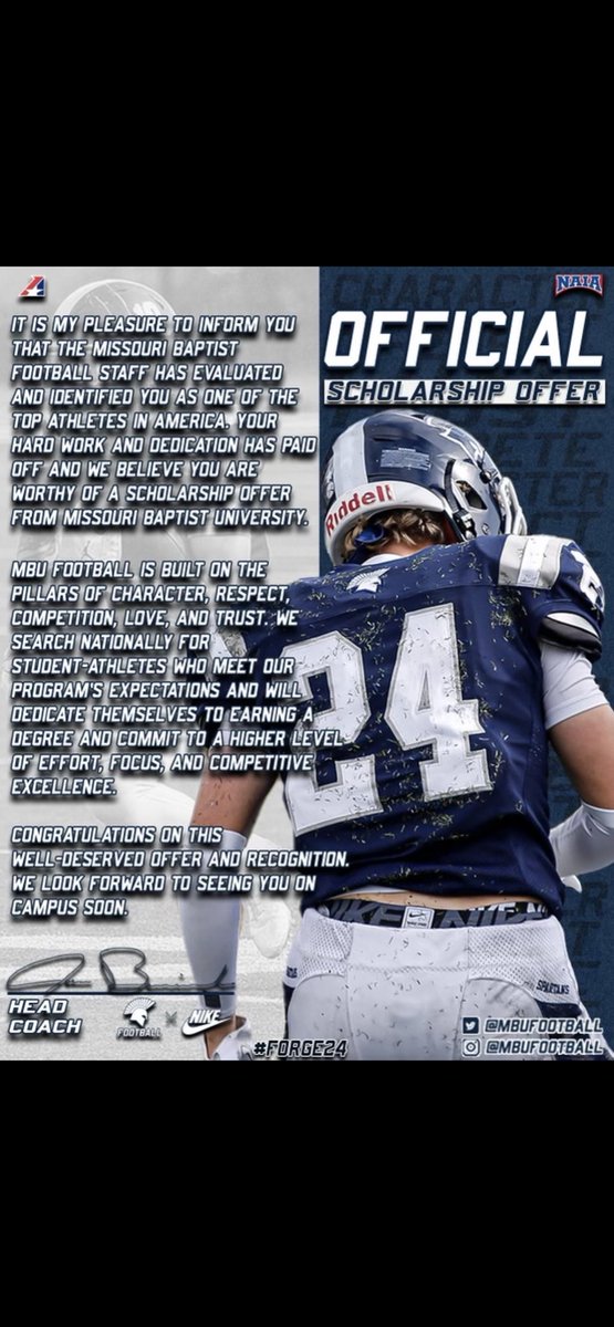 After a great day at @MBUFootball I am blessed to receive an official offer! @CoachJonnyHeck @CoachRapert11 @UnionWildcatFB