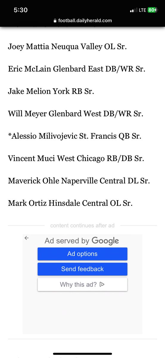 Very horned to be named to the DuPage County All Area Team for the 2nd year in a row! Couldn’t have done it without my guys!!! <a href="/WestChicagoFB/">West Chicago Football 🏈</a> <a href="/dhpreps/">Daily Herald Preps</a>