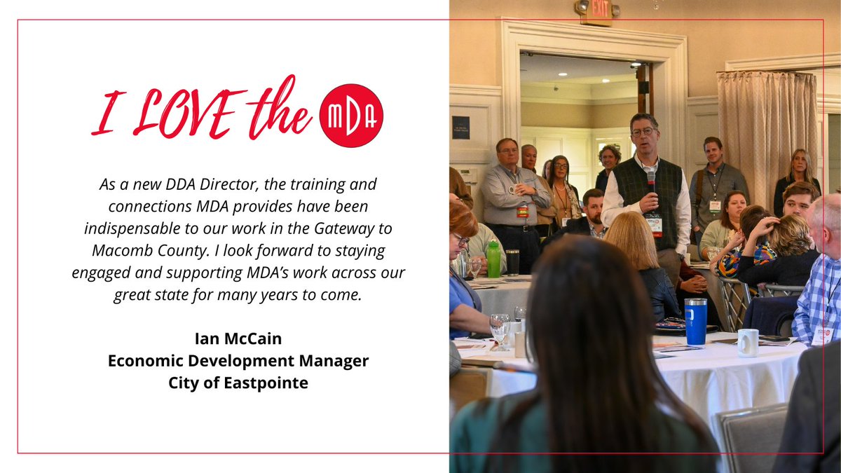 MIDowntownAssn's tweet photo. "As a new DDA Director, the training and connections MDA provides have been indispensable to our work in the Gateway to Macomb County." - Ian McCain, City of Eastpointe

Tell us why you love the MDA by emailing director@michigandowntowns.com.

📸Helen Lambrix

#I❤️MDA https://t.co/KczZdDK5pM