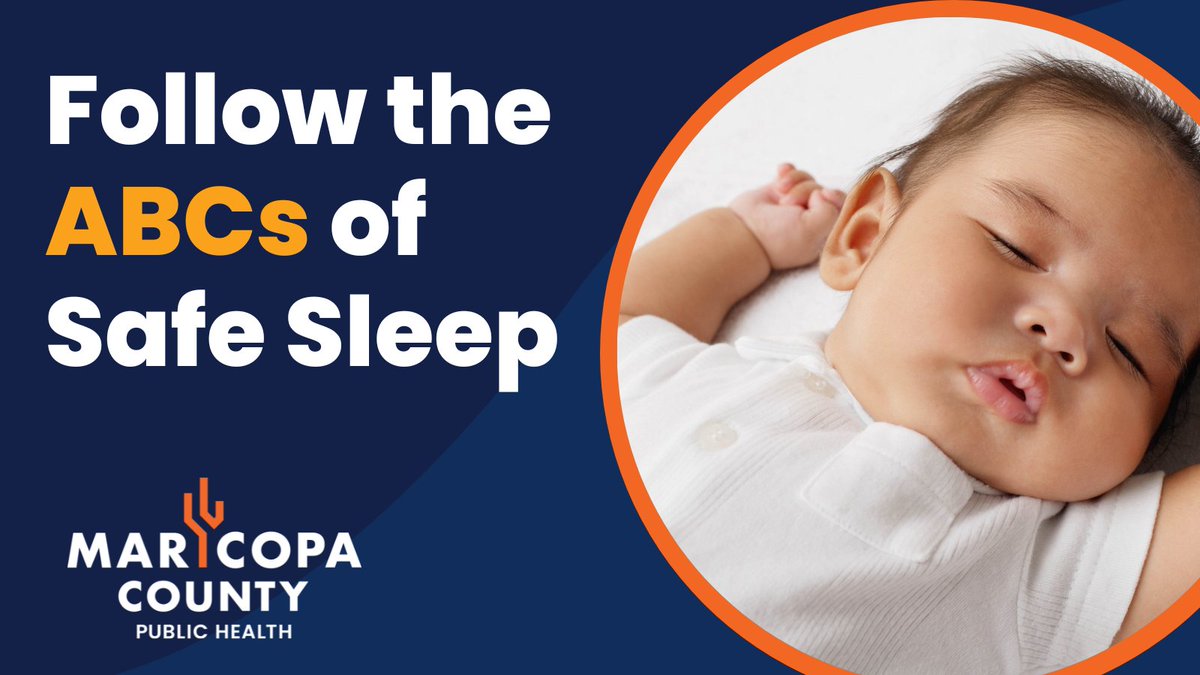 Know the ABCs of safe sleep for babies 😴 

A - baby sleeps Alone
B - on their Back
C - in a Crib

Learn more at maricopa.gov/safesleep.

#SafeSleep #SafeToSleep