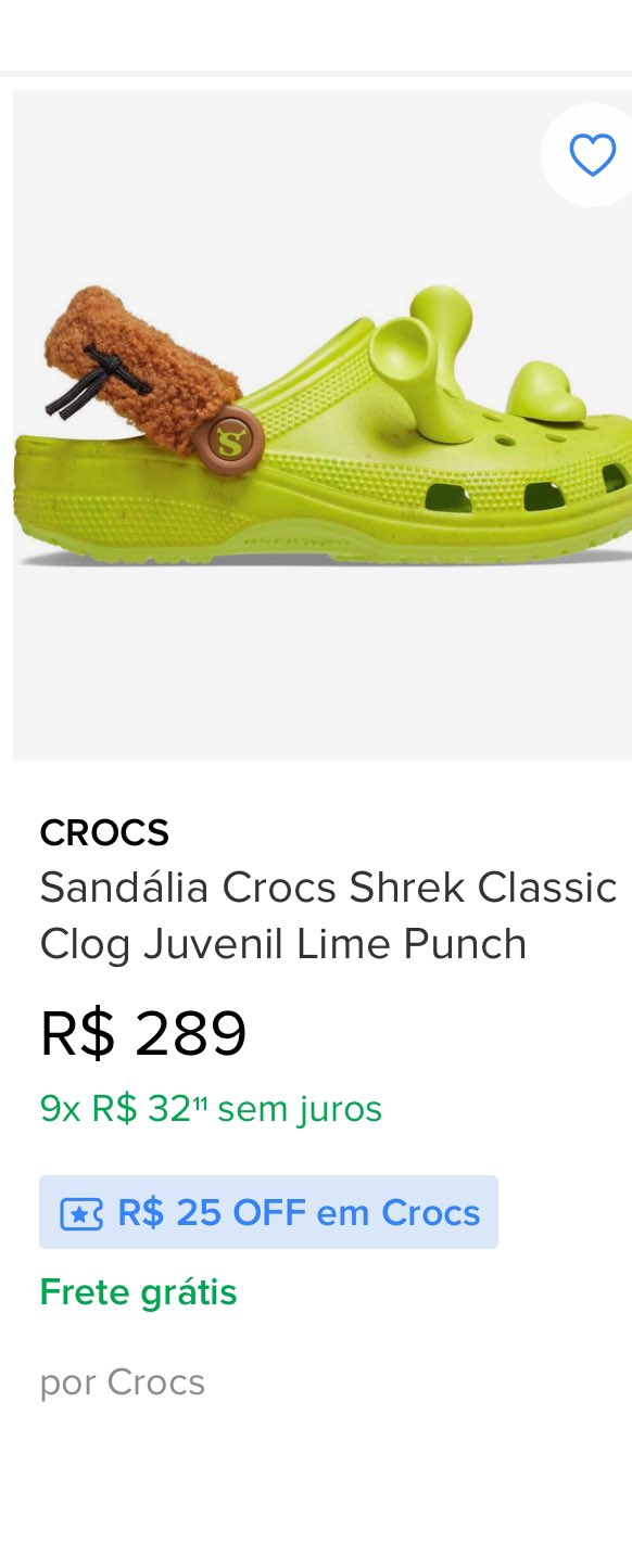 Sandália Crocs Shrek Classic Clog LIME PUNCH