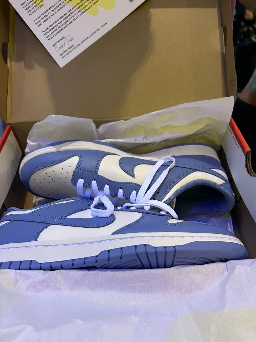 Kids were treated to a bonus pair of classic Carolina Blue Dunks today when they came back from the race!! #NXN