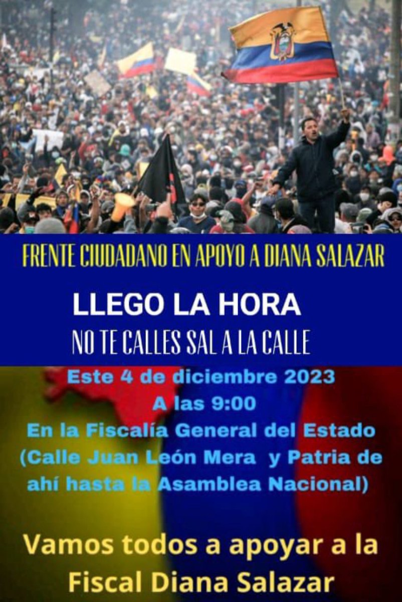 fallas_sin's tweet photo. Apoyas a la FISCAL GENERAL DIANA SALAZAR ?
🇪🇨🇪🇨
Estás en contra de la CORRUPCIÓN de la Asamblea Nacional que solo busca impunidad ?
🇪🇨🇪🇨
Entonces te esperamos..
🇪🇨🇪🇨
QUITO 
4 de Diciembre - 9 am
Desde la Fiscalia General del Estado, caminaremos hasta la CORRUPTA Asamblea Nacional https://t.co/FeV8DdTAc6