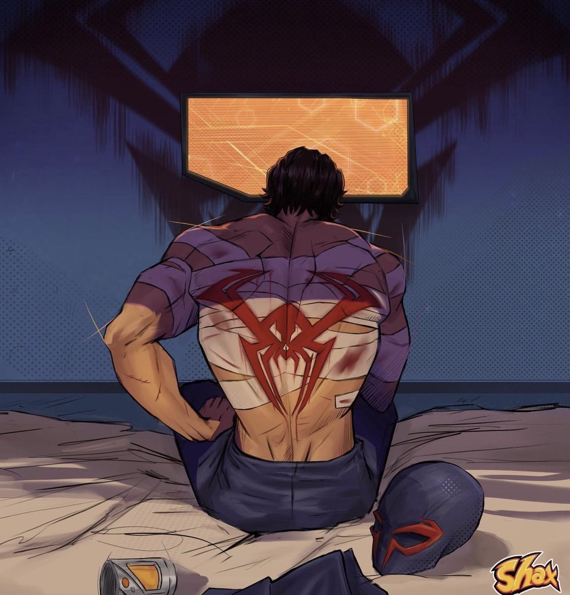 1977SpiderMan's tweet photo. 🕸️ Convenient how my wounds stain into the perfect señal de araña. Realmente soy un chico con suerte. 🕸️ https://t.co/9On3PofheR