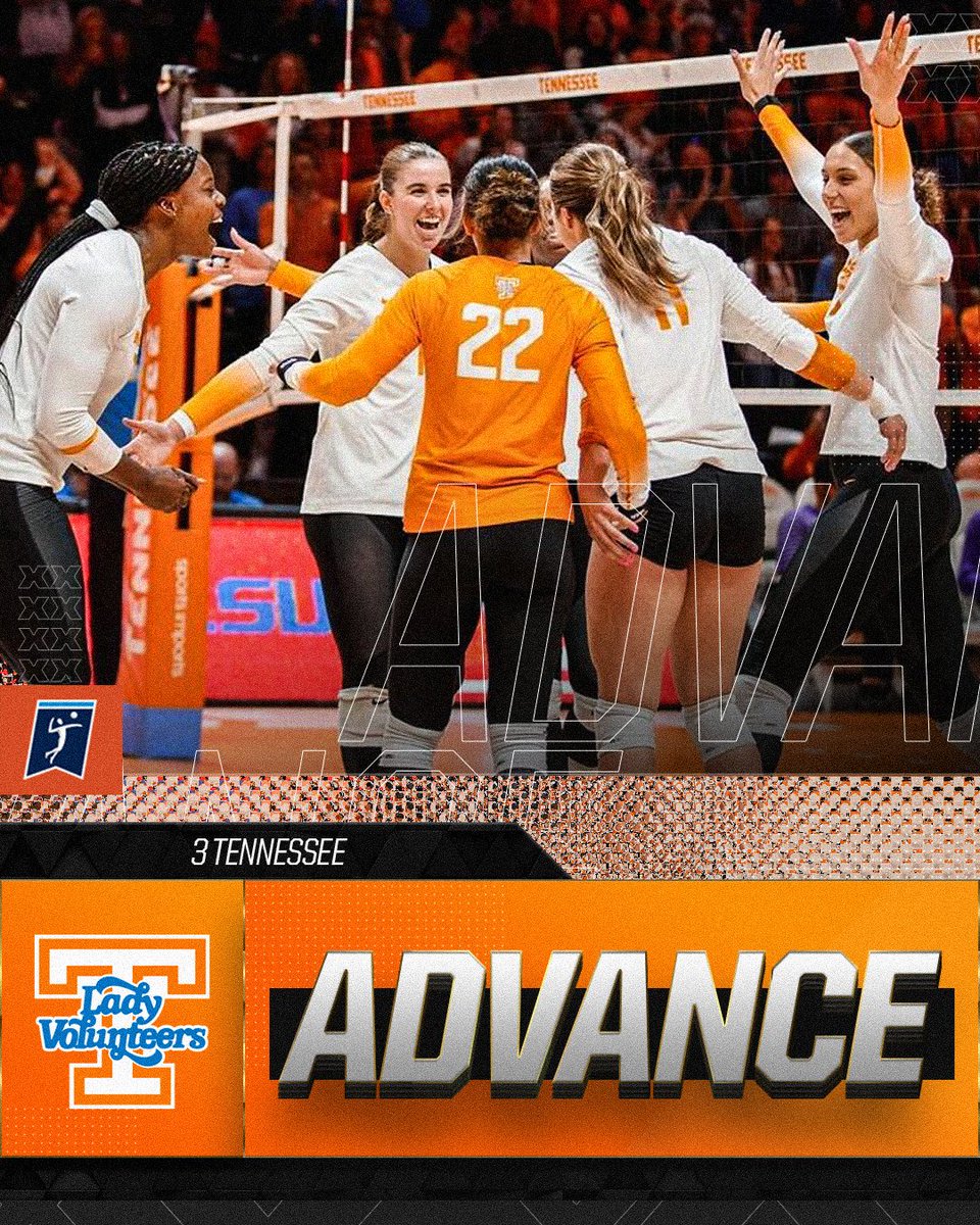 NCAAVolleyball's tweet photo. ROCKY TOP IS HEADING TO REGIONALS!!! 🟠

(3) @Vol_VBall defeats (6) WKU in a sweep to head onto the Regional Semifinals for the first time since 2005 🤩

#NCAAWVB https://t.co/VDgUGIiW9E