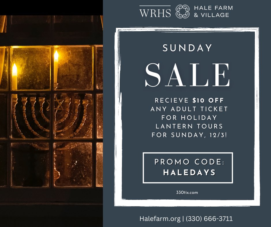 Don't let the forecast dampen your holiday spirit!

Receive $10 off any adult Holiday Lantern Tour ticket and get 10% off on all gift shop items for Sunday, 12/3. 

Use promo code: HALEDAYS

Tickets:
330tix.com/events/holiday…