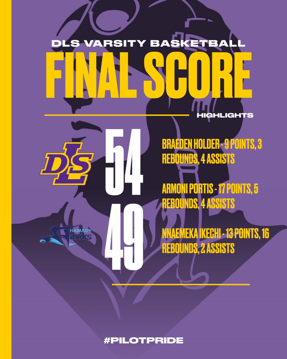DLS Varsity Basketball won their first game of the season, 54-49, against Flint Hamady in the Louis O’Neal High School Classic at SVSU. Great job, Pilots! #PilotPride #FaithInYou @DeLaSalle_BB