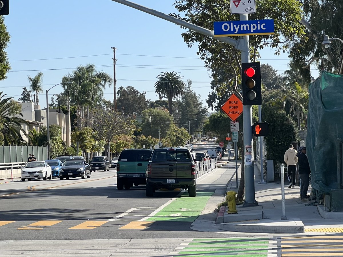 expolineledger's tweet photo. Well that didn’t take long. 

One block away and an hour after ribbon cutting for the 17th Street Protected Bike Lane. https://t.co/oW0E3GJZ0O