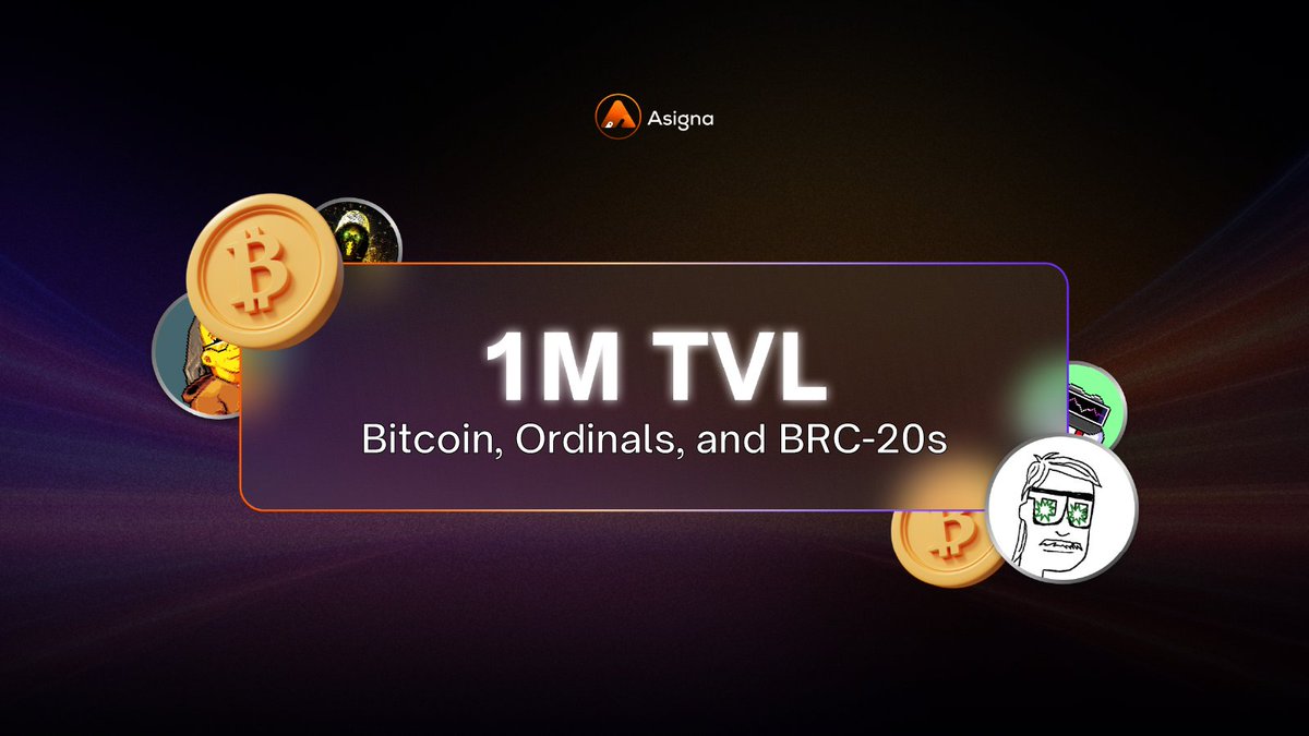 asignaio's tweet image. Asigna Multisig has secured over $1M in TVL across Ordinals, Bitcoin, and BRC-20s. And with the uptick in interest, more is pouring in every day! Let’s take a look at what's next for the Ordinals Multisig 👇