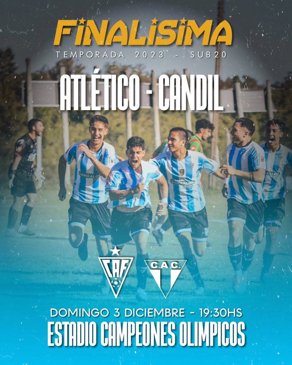 Temporada 2023 - SUB20

🔜    𝐹𝐼𝒩𝒜𝐿𝐼𝒮𝐼𝑀𝒜 ✨⚽️

🆚  Candil

🏟️ Campeones Olímpicos 
 
🗓 Domingo 3/12

#vamoelcaf🔵⚪️🔵⚪️ 

#elgigantedeflorida💪🏻 

#101AñosDeGrandeza🩵