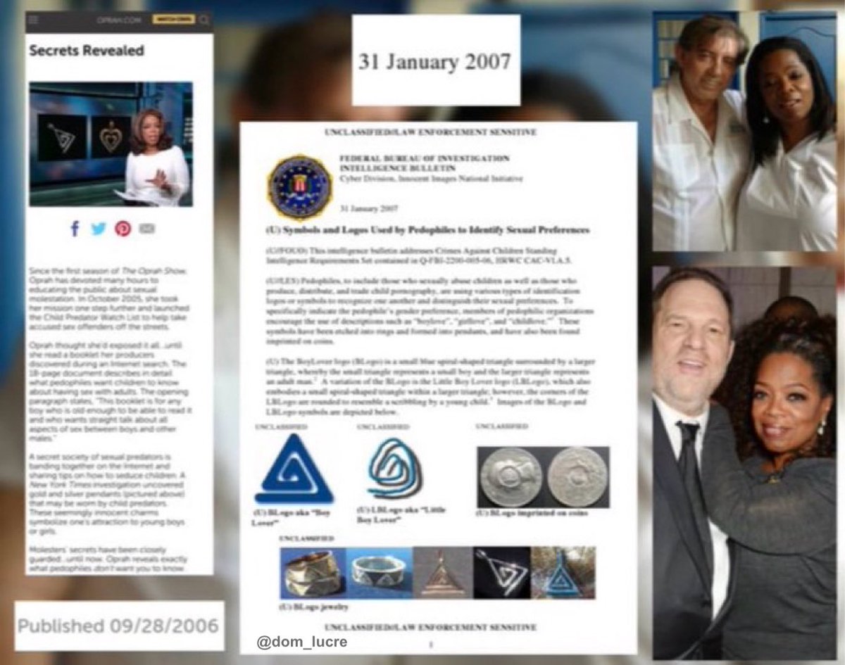 Oprah Winfrey is a professional when it comes to combating pedophilia. Did you know she beat the FBI on the pedophile symbolism case on her website 4 months before them? She was also very close to sex offenders John Of God and Harvey Weinstein. Thank God for her African school.