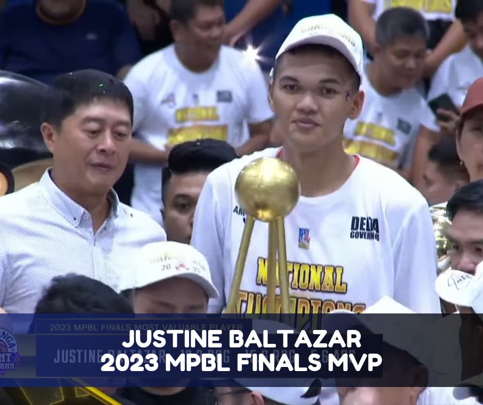 Justine Baltazar is the 2023 MPBL Finals MVP. 

Season MVP
Finals MVP
1st Mythical 5

Hinakot na ni Balti mga awards 👏 #mpblplayoffs2023 #mpbl2023 #MPBLPlayOffs #MPBL