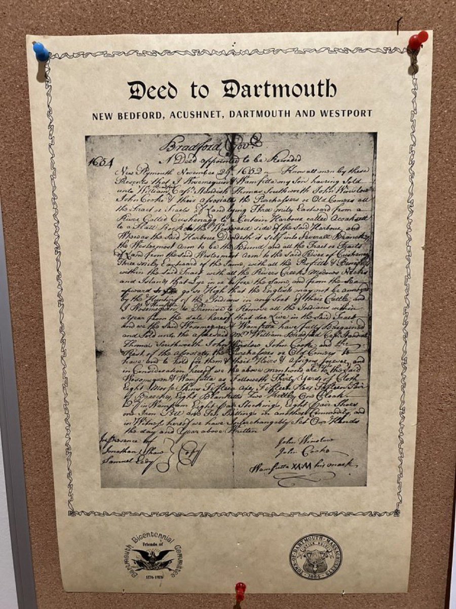 It’s wicked awesome that the @Zeiterion acknowledges the Wampanoag people, but the lands of Old Dartmouth are not “unceded” land. There was literally a deed signed by both parties! Sorry, I got my degree in History here at UMass Dartmouth.