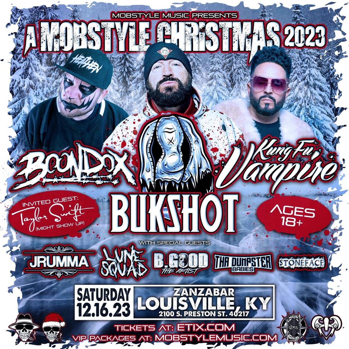 Before regular Christmas, celebrate A Mobstyle Christmas with myself @Bukshizzle @KungFuVampire & many more! 12.16.23 at Zanzabar in Louisville, KY