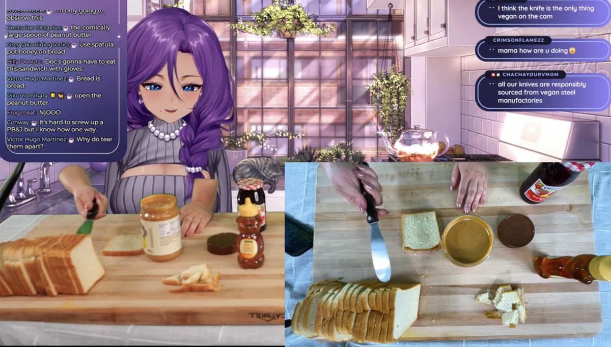 ChaChayourvmom's tweet image. Thank you to everyone who came to my first “cooking” stream! The cursed pb&amp;amp;j stream was honestly really fun to try out our new set up. Mama will be making, baking and decorating Christmas sugar cookies next time 💟 🎄 #vtuber #VtuberEN #CookingAdventures