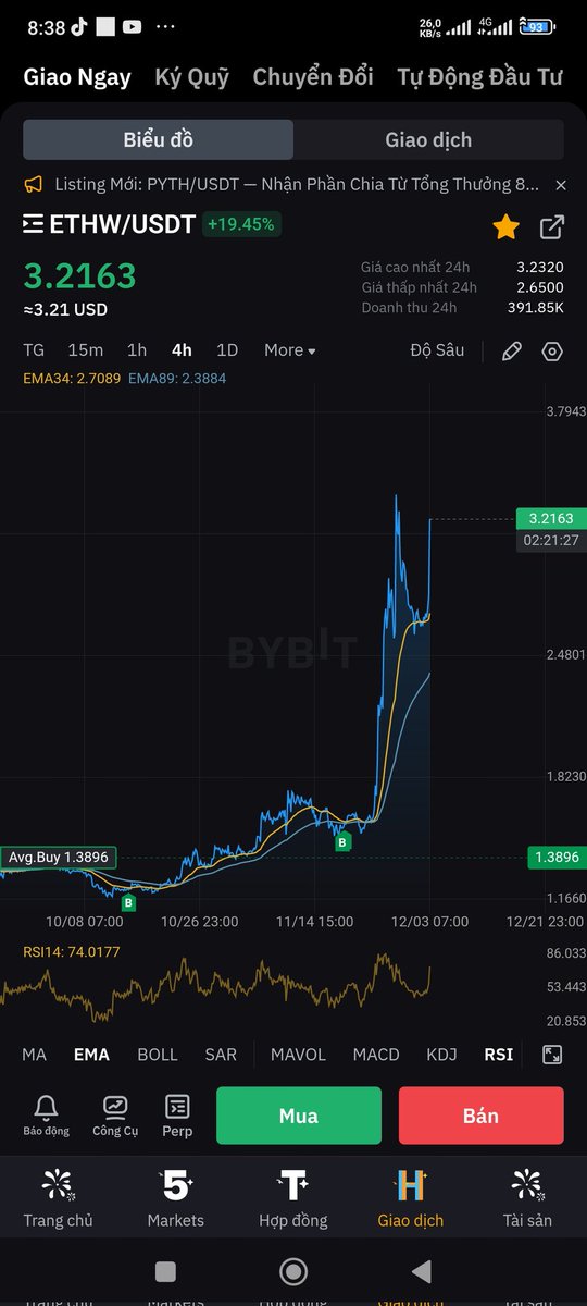 Tụi đu 3 4 $ chốt rồi, ô đẩy tiếp đây 😄😄😄 #ethw