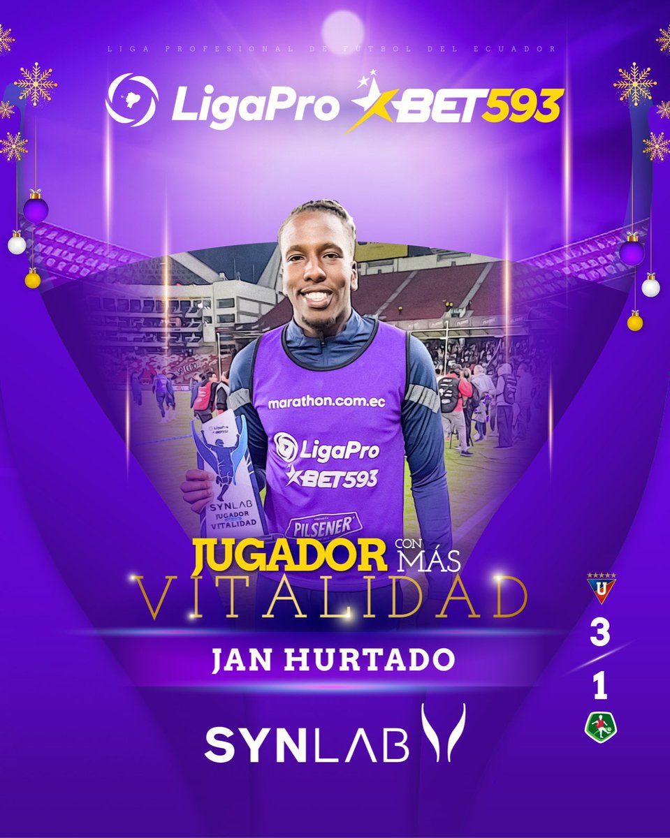LigaEcuabetec's tweet image. 🥇 Jan Hurtado de @LDU_Oficial fue elegido como el jugador con más vitalidad de @SynlabEcuador 🔥

#LigaProBet593 #JugadorSynlab 🇪🇨💯