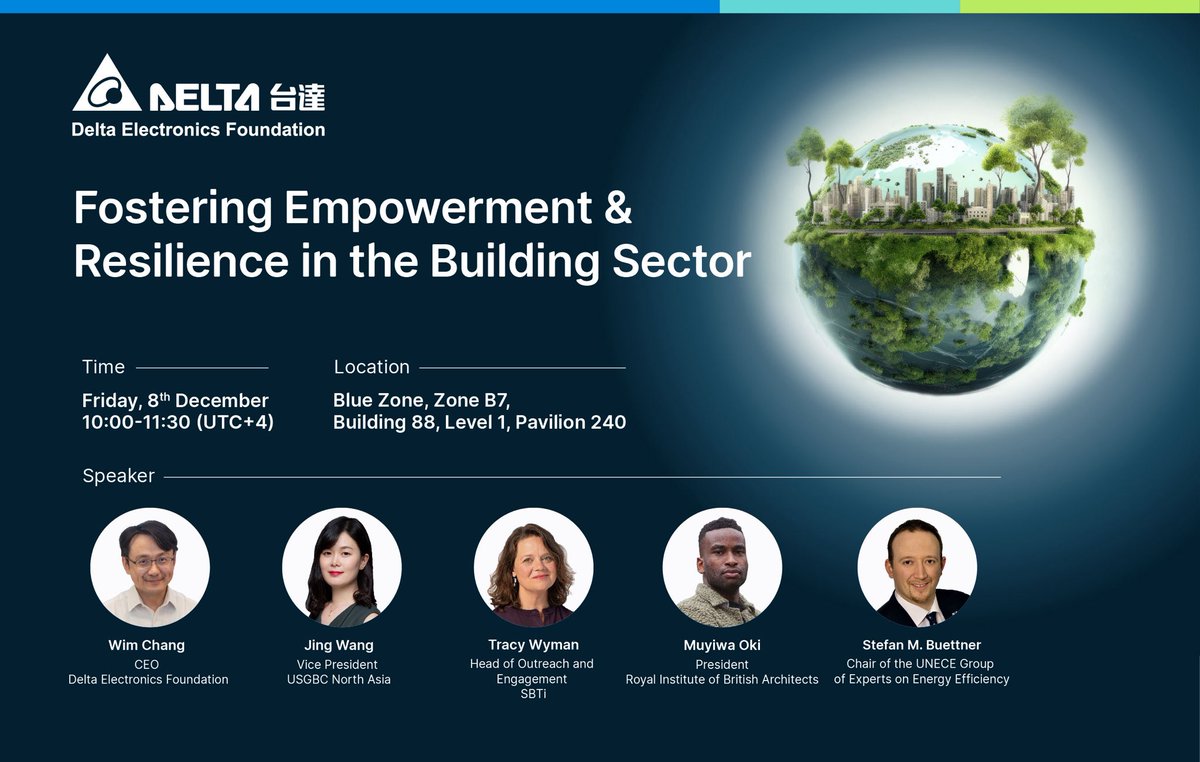 Pleased that @Comarchitect will also be represented @COP28_UAE by @RIBA President Muyiwa Oki, at an event being hosted by @Join_GlobalABC on the theme of building empowerment and resilience in the building sector.