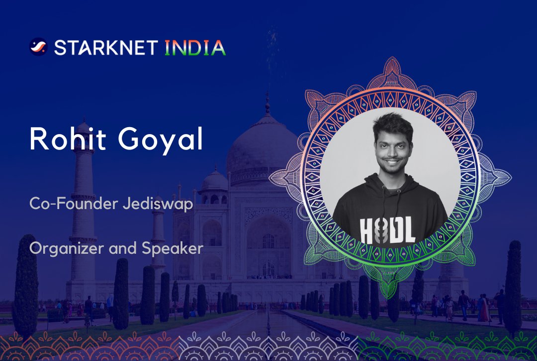 StarknetIN's tweet photo. He is one of the #Starknet leaders in India and also one of our Speakers and Organizer, introducing @imrgoyal Co-Founder of @JediSwap.

Will you be attending the Starknet conference along with him?

https://t.co/OtrW1JcvGl https://t.co/lpUI8b5oeH