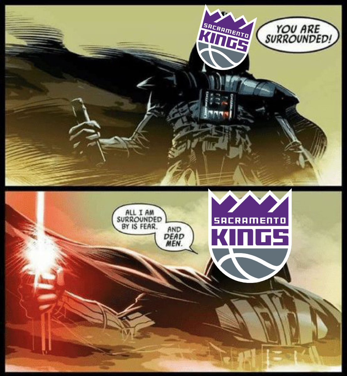 o_a_khan's tweet photo. The Western Conference Playoff Picture, summarized:

1 - Timberwolves (0-1 against the Kings)
2 - Thunder (0-1 against the Kings)
3 - Nuggets (0-1 against the Kings)
4 - Kings
5 - Suns
6 - Mavericks (0-1 against the Kings)
7 - Lakers (0-2 against the Kings) https://t.co/FsFOf8K4sO