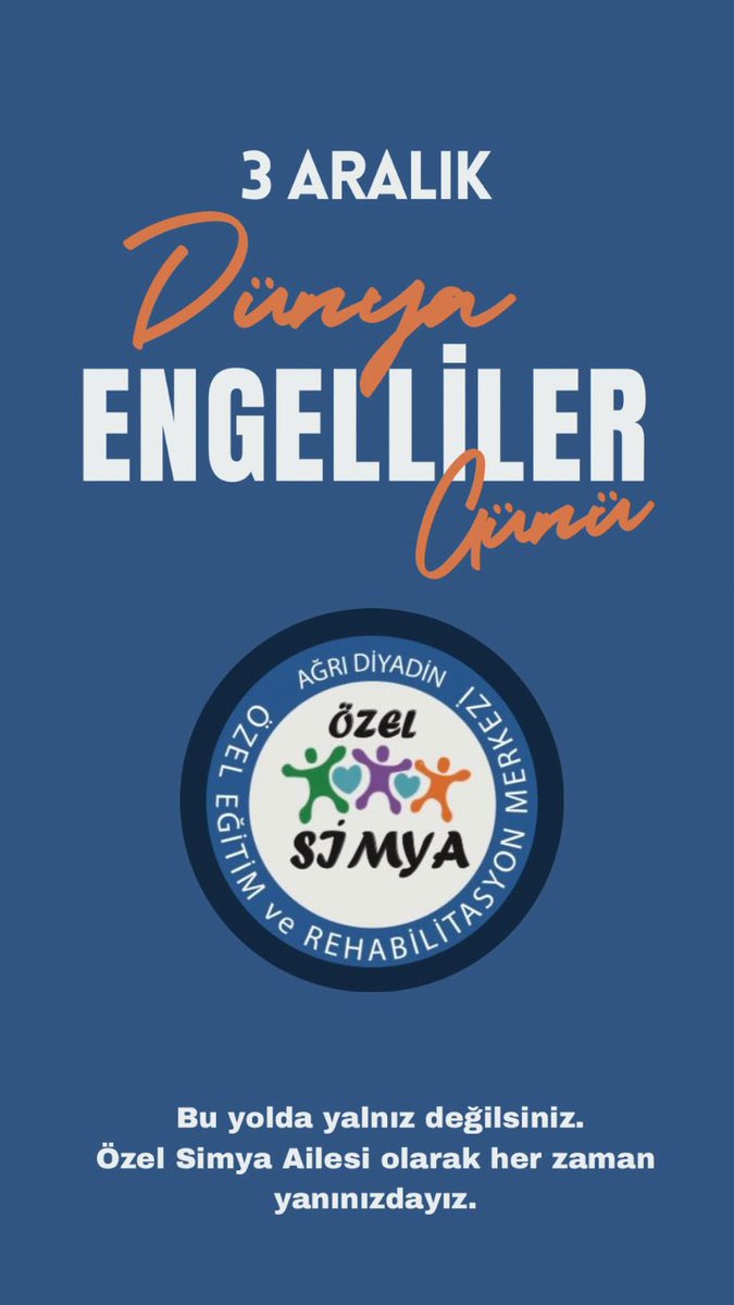 ozel_simya's tweet photo. Bugün 3 Aralık Dünya Engelliler Günü. 

En büyük gayemiz, her bir çocuğumuzun ihtiyaç duyduğu kaliteli eğitime erişim imkânını artırmak ve çocuklarımızın yaşamları boyunca karşılaştığı engelleri bir bir ortadan kaldırmaktır. 
#3aralıkdünyaengellilergünü https://t.co/8RECZIZ70G