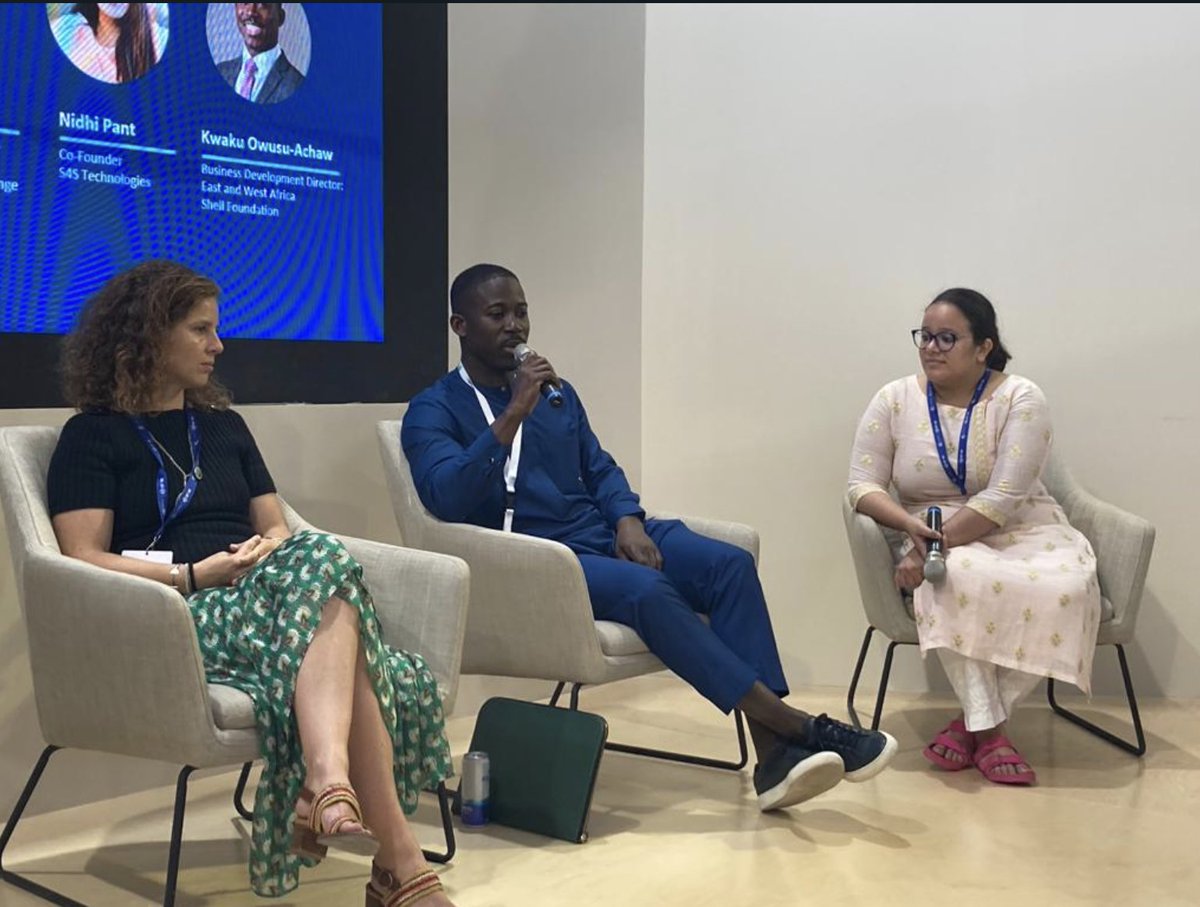 CEEW at #COP28 At our session, 'People-Centric Energy-Transition in the Global South', @GhoshArunabha, Ada Marmion, @AECFAfrica, Sophie Odupoy, @KOKO_Networks, Nidhi Pant, @S4sTechnologies and Kwaku Owusu-Achaw, @ShellFoundation discussed strengthening the financing,…