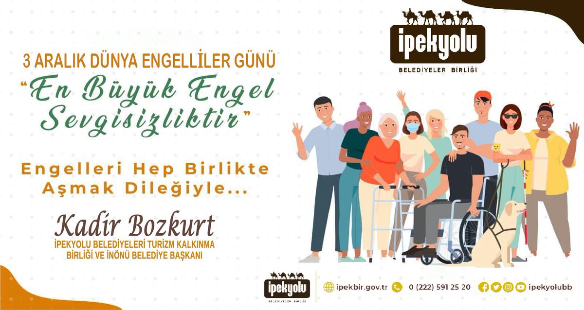 ipekyoluBB's tweet photo. SEVGİ VARSA ENGEL YOKTUR♥️

 #3AralıkDünyaEngellilerGünü’nün toplumsal duyarlılığımızı güçlendirmesi ümidiyle tüm engelli vatandaşlarımıza sağlıklı, mutlu bir yaşam diliyor, fedakâr ailelerine sevgi ve saygılarımı sunuyorum.

Kadir BOZKURT 
İPEK-BİR VE İNÖNÜ BELEDİYE BAŞKANI https://t.co/fu8BVOk0n5